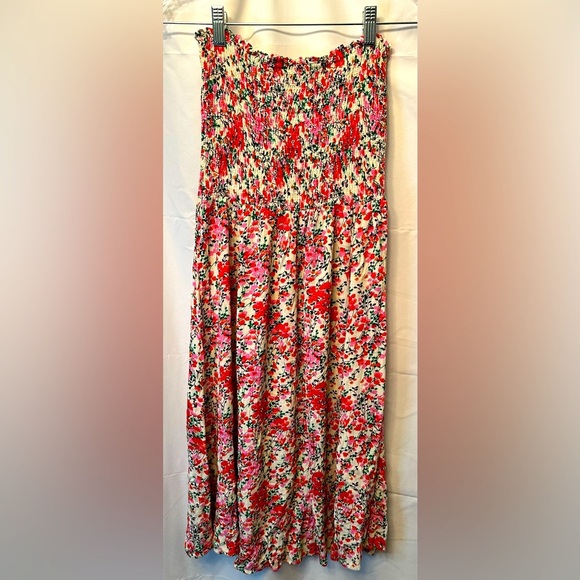 Lulus View from the Meadow White Floral Print Strapless Midi Dress - Picture 1 of 8